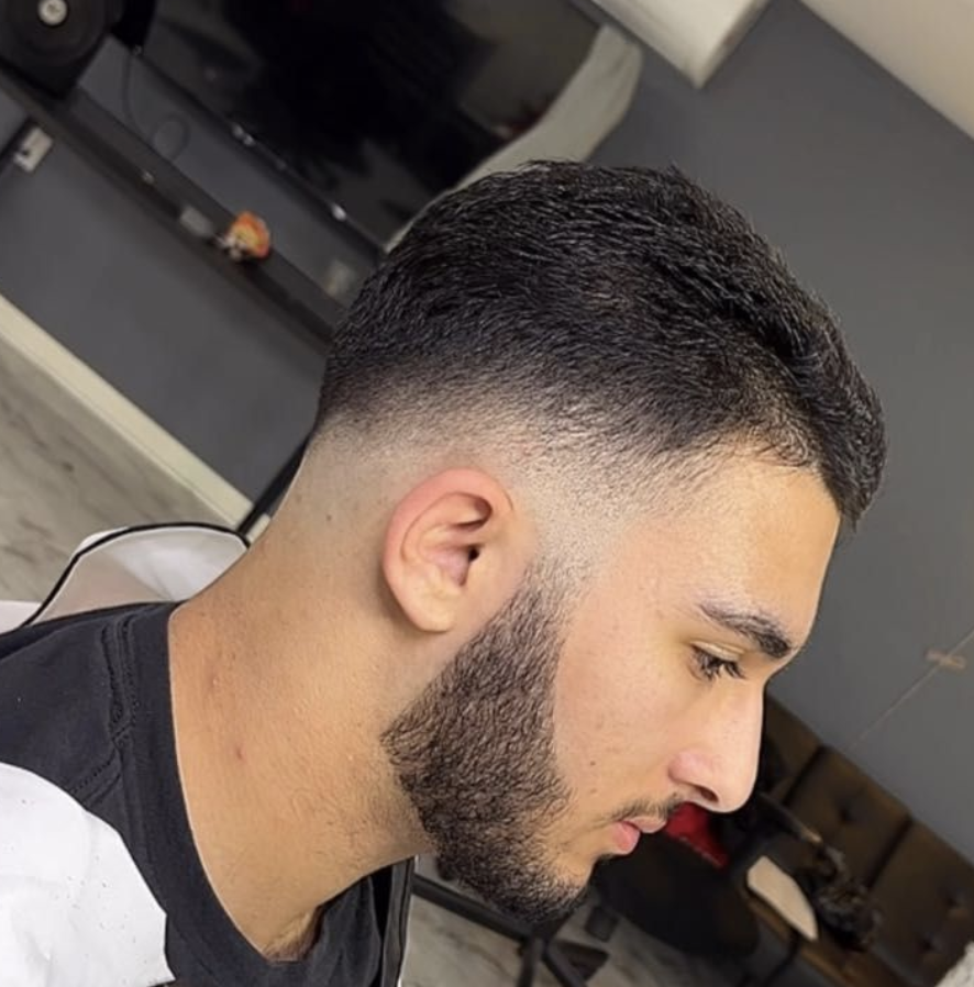 Side profile fade with beard shape up